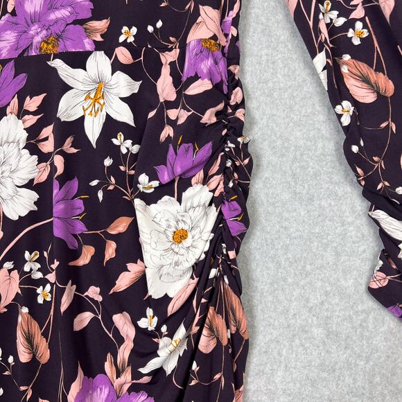 Eliza J Purple Floral Long Sleeve Bodycon Midi Dress Size 8 - Picture 6 of 12